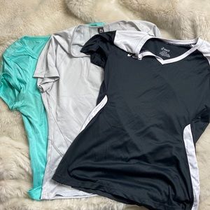 Set/3 Bundle workout tee shirts size large for running, cycling, sports, etc